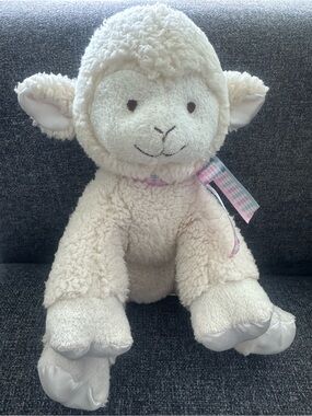 Nellie’s Plush Lamb Stuffed Animal - Cream with Pink Ribbon